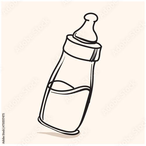 Sketch Baby bottle with illustration style doodle and line art