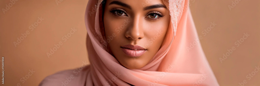 portrait of a Muslim woman in hijab. Selective focus. portrait of a Muslim woman in hijab. Selective focus.