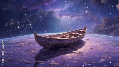 Echoes of Stardust: The Tranquil Journey of the Celestial Skiff