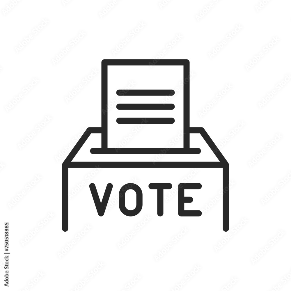 Ballot Box Icon for Election and Voting, Outline Thin Line Vector Illustration. Simple Sign Representing Democracy, Civic Duty, and Political Choice Ballot Box Icon for Election and Voting, Outline Thin Line Vector Illustration. Simple Sign Representing Democracy, Civic Duty, and Political Choice