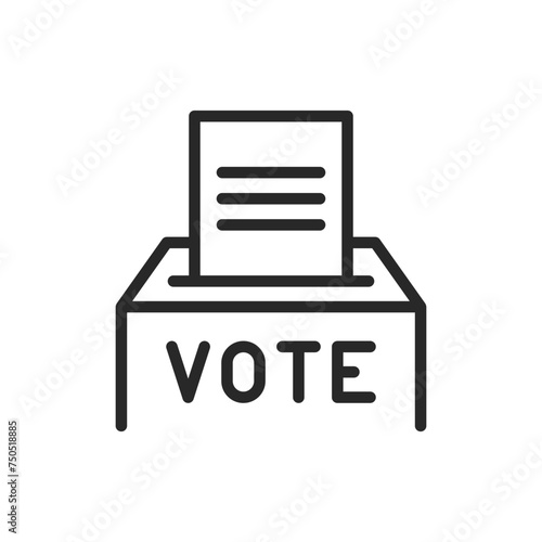 Ballot Box Icon for Election and Voting, Outline Thin Line Vector Illustration. Simple Sign Representing Democracy, Civic Duty, and Political Choice