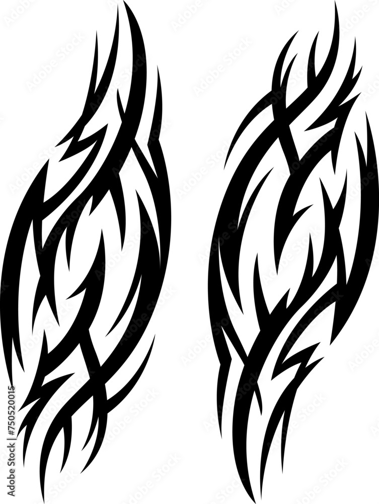 Obraz premium Tribal tattoo hand drawn. Silhouette illustration. Isolated on white abstract element. 