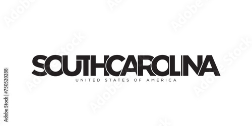 South Carolina, USA typography slogan design. America logo with graphic city lettering for print and web.