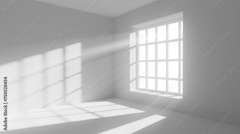 Fototapeta premium A room featuring a window with sunlight streaming in, illuminating the space