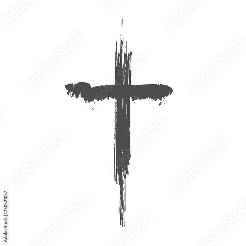 Grunge style Christian cross for Ash Wednesday web banner or social graphic. The first day of Lent is a holy day of prayer and fasting.
