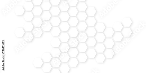 Abstract White Hexagonal Background.honeycomb white Background ,light and shadow ,Hexagonal honeycomb pattern background,Geometric seamless texture white abstract background with hexagons. photo