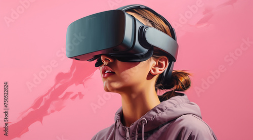 A woman wearing a virtual reality glasses © Fancy Imagination