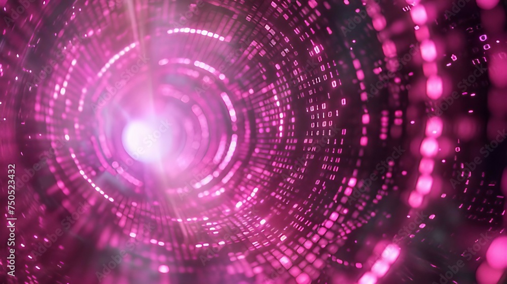 A matrix background with a dynamic flow of pink binary code through a ...