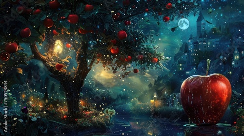 A fairytale apple as it exits the cartoon. It's like we're just dreaming and many miracles happen. Generative AI © Dvid