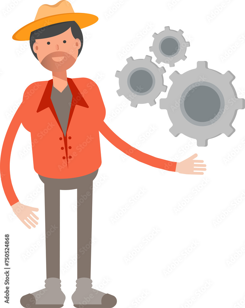 Farmer Character Holding Gears
Farmer Character Holding Gears