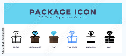 Package icon symbol. isolated. vector illustration with different styles