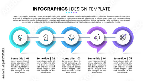 Infographic template. A line with 5 connected circles photo