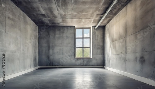 interior of empty room with concrete wall and floor generated © Wayne