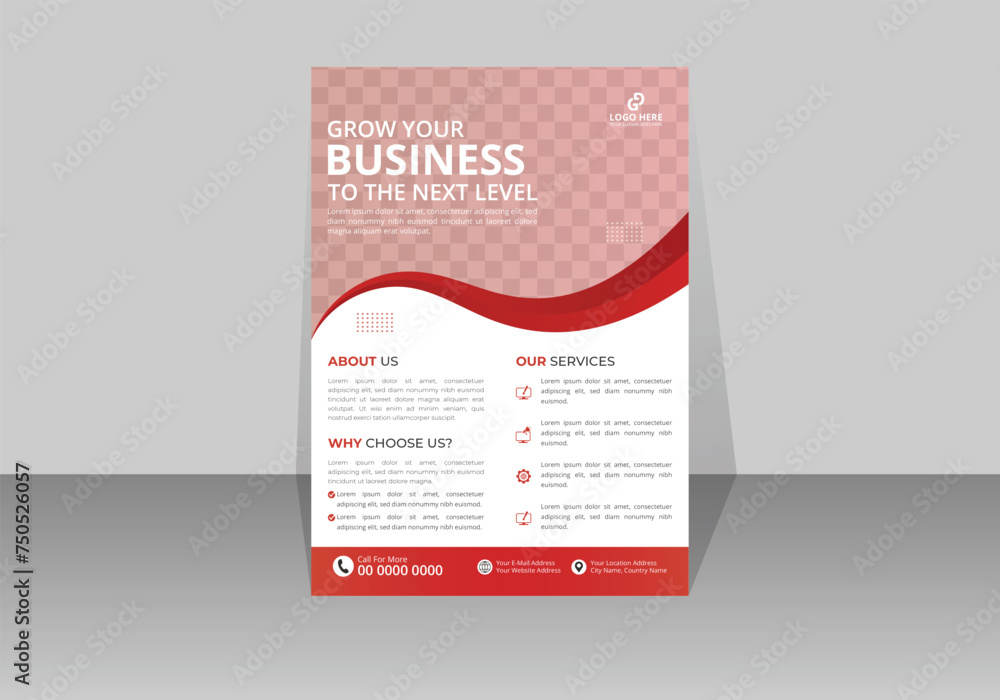 modern flyer Brochure Template vector design, Annual business, Poster, Corporate Presentation, Portfolio, Flyer, layout modern with gradient red color size A4. white background. space for photo modern flyer Brochure Template vector design, Annual business, Poster, Corporate Presentation, Portfolio, Flyer, layout modern with gradient red color size A4. white background. space for photo