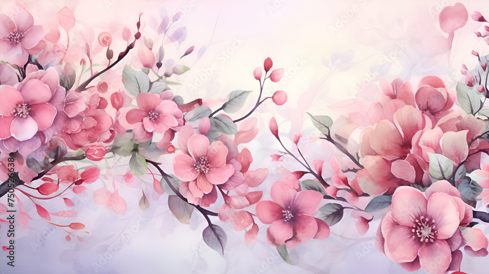 Watercolor sakura flowers. cherry blossom. Floral background.
