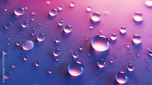 Water drops on a blue background. 3d rendering. illustration.