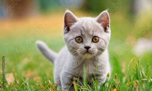 cute kitten on the grass. Selective focus.