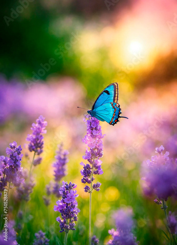 butterflies on lavender flowers. Selective focus. © Erik