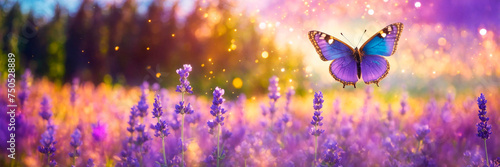 butterflies on lavender flowers. Selective focus.