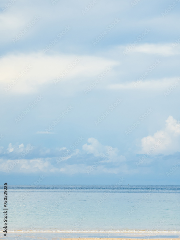 Landscape beautiful summer vertical horizon look view tropical shore open sea beach cloud clean blue sky background calm nature ocean wave water nobody travel at Koh Muk Trang Thailand sun day time Landscape beautiful summer vertical horizon look view tropical shore open sea beach cloud clean blue sky background calm nature ocean wave water nobody travel at Koh Muk Trang Thailand sun day time