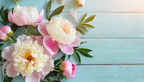 summer blossoming delicate peony composition blooming flowers festive background pastel and soft bouquet floral card