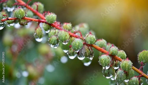 after a rain downy runaways cotinus were bent under weight of drops of water photo