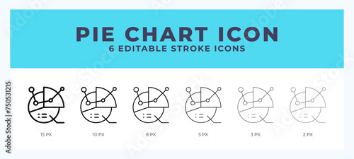Pie chart icon. Outline. Lineal icon symbol vector. Black outline.