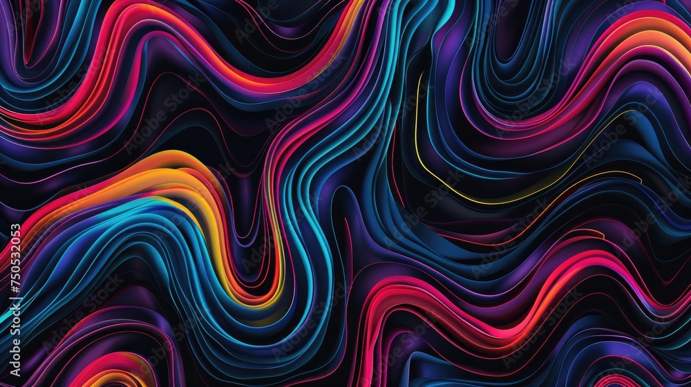 Colorful line on isolated black background. Generative AI Colorful line on isolated black background. Generative AI