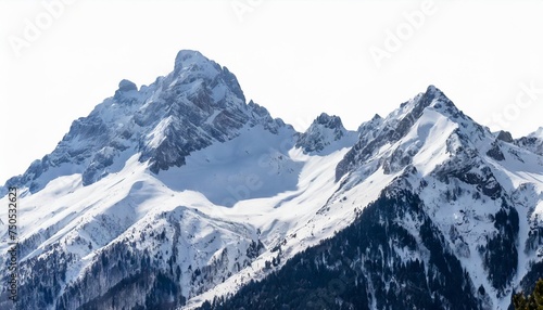 snow covered mountains isolated on transparent background cutout