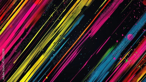 Colorful line on isolated black background. Generative AI