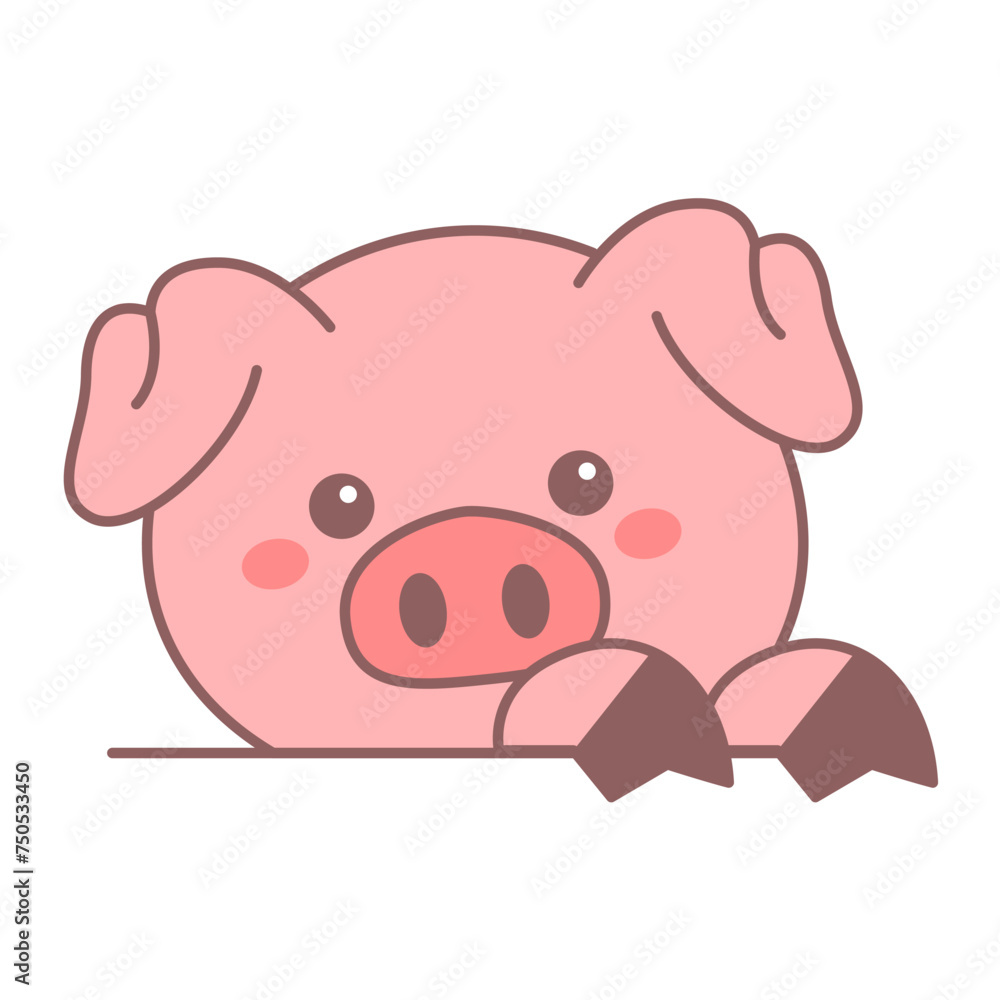 Cute baby pig head icon vector isolated. Flat line symbol of a funny animal with a piglet on the face. Farm animal. Cute baby pig head icon vector isolated. Flat line symbol of a funny animal with a piglet on the face. Farm animal.