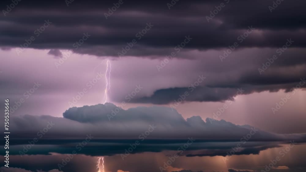Dark storm clouds brew as lightning illuminates the sky in captivating video footage. Climate concept. Video footage. Black sky background. Timelapse. 4K HDR.
Dark storm clouds brew as lightning illuminates the sky in captivating video footage. Climate concept. Video footage. Black sky background. Timelapse. 4K HDR.
