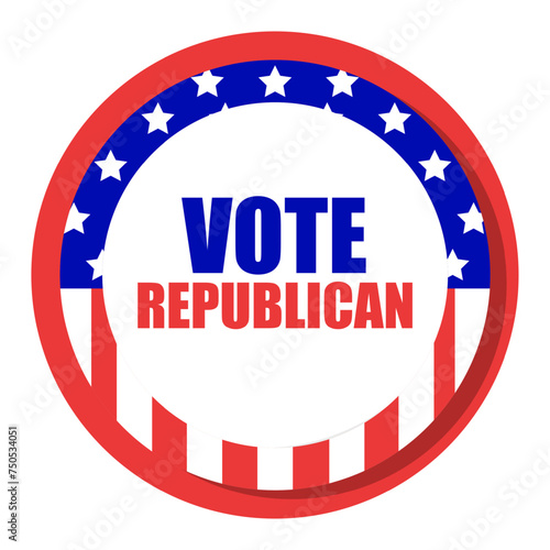 Election pin vector isolated. National campaign, vote for republicans or democrats, elections in USA. Democracy and patriotism. Your vote matters