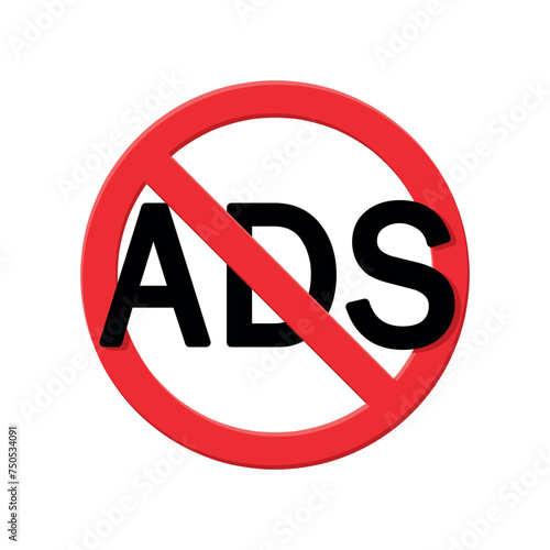 no ads for promotion design, red crossed out circle banner for concept design, internet technology, stop internet advertisement sign, vector illustration
