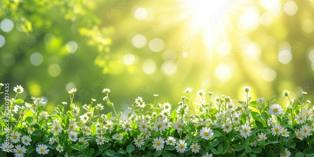 spring summer background with bright beautiful flowers