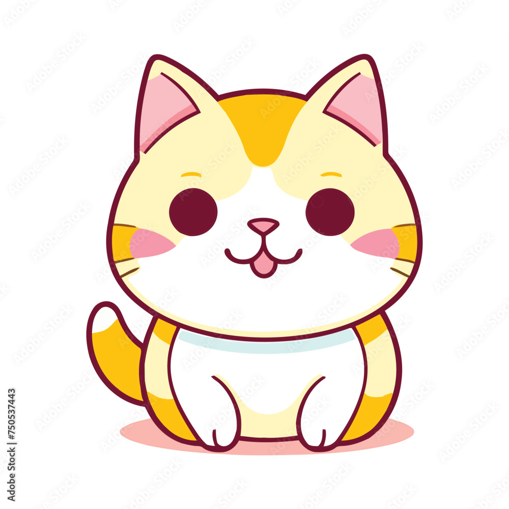 a cute mascot cat logo, simple, vector art, flat design, white background a cute mascot cat logo, simple, vector art, flat design, white background