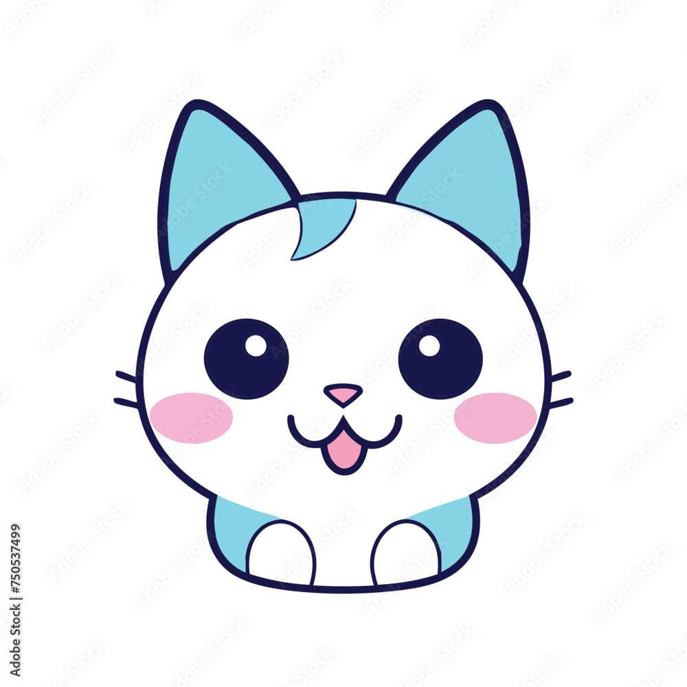 a cute mascot cat logo, simple, vector art, flat design, white background