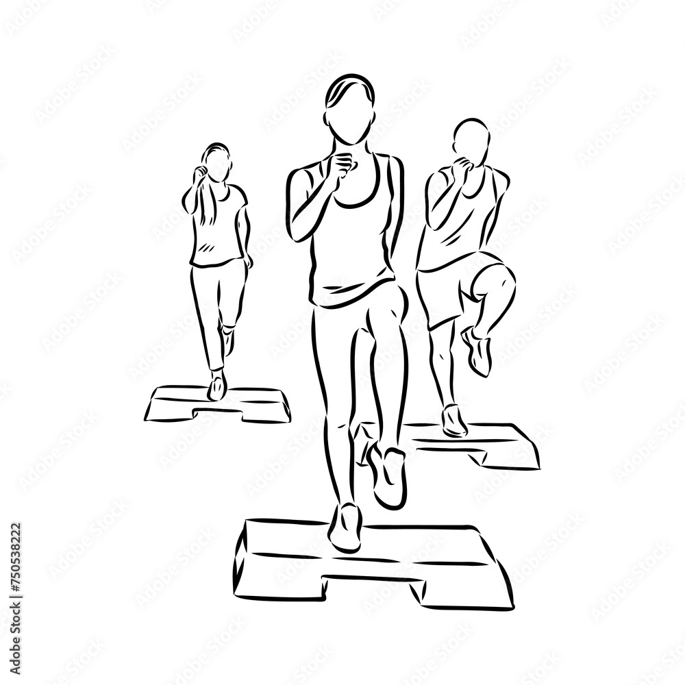 Hand drawn sketch of an exercising woman. Vector illustration. Hand drawn sketch of an exercising woman. Vector illustration.