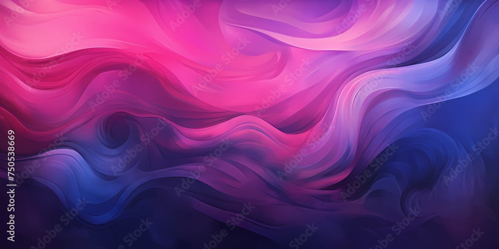 Layers of rich magenta and deep indigo blend harmoniously, casting a spellbinding aura reminiscent of twilight skies, captured within the confines of a dynamic gradient waves illustration. - obrazy, fototapety, plakaty 