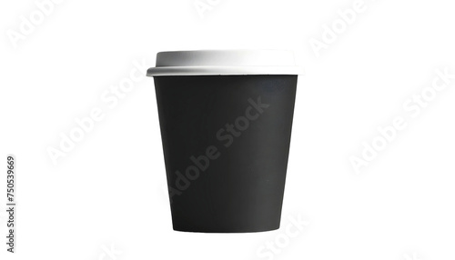 Black paper coffee cup isolated on transparent background 