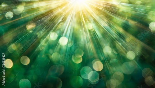 christmas background abstract banner green blurred bokeh lights festive header with beautiful rays