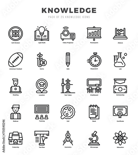 Knowledge Icons Pack Lineal Style. Vector illustration.