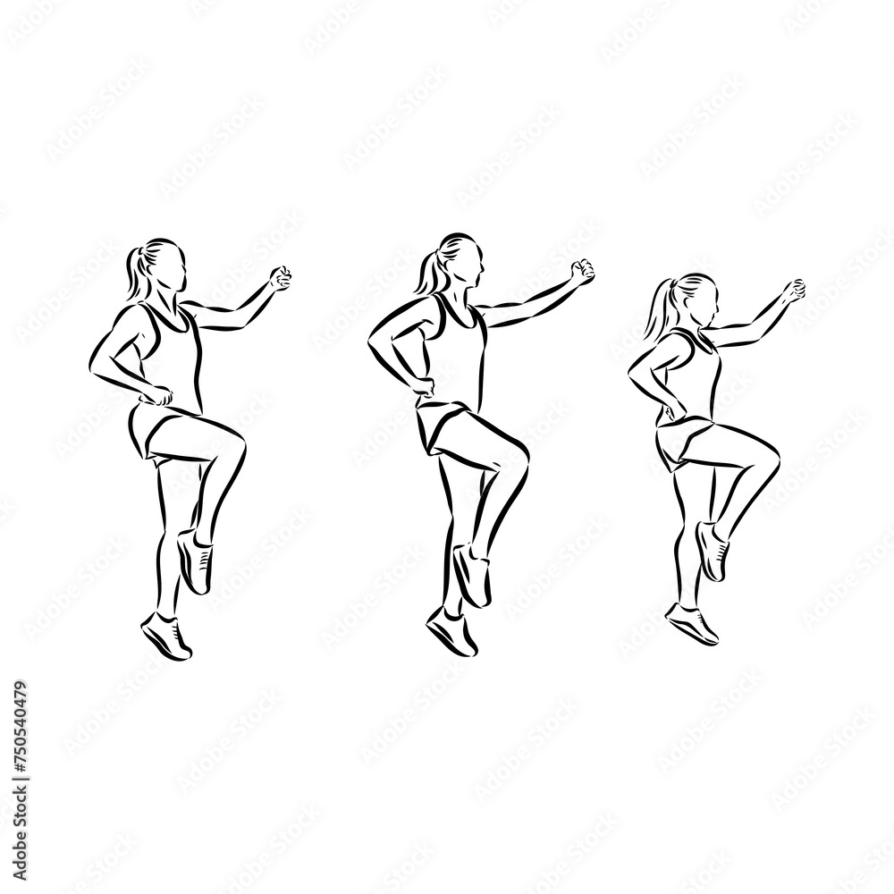 Fototapeta premium Hand drawn sketch of an exercising woman. Vector illustration.