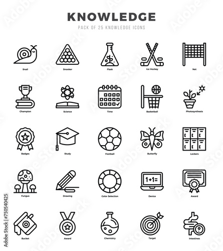 Knowledge Lineal icons collection. 25 icon set in a Lineal design.
