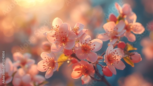 spring summer background with bright beautiful flowers