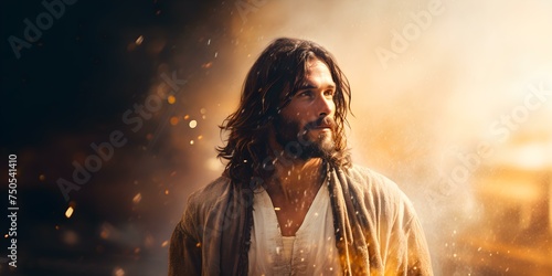 Religious aftermath portrayed featuring Jesus return and notions of judgement. Concept Religious Beliefs, Biblical Imagery, Divine Judgment, Jesus' Return, Afterlife Concept photo
