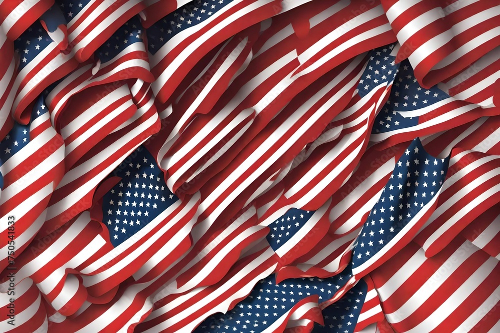 Fototapeta premium Vector image of american flag,Vector Waving USA Flag. Waving American Flag Vector. National waving vector flag of the United States. Wavy USA banner on white background