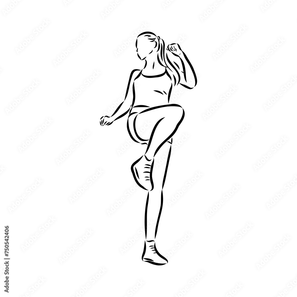 Hand drawn sketch of an exercising woman. Vector illustration. Hand drawn sketch of an exercising woman. Vector illustration.