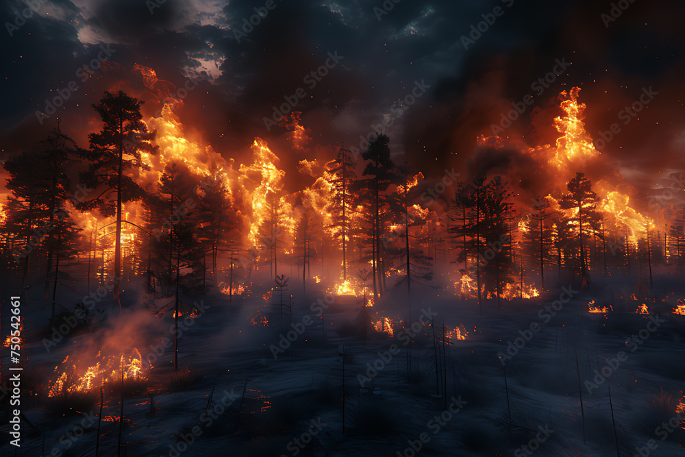 Burning forest.