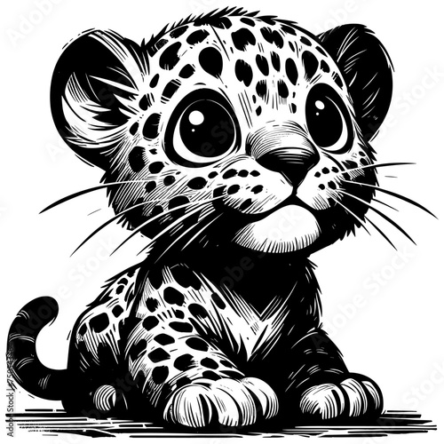 Baby African Leopard Linocut